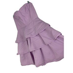 BCBGMAXAZRIA Light Iris Jacklyn Strapless Tiered Mini Dress Size 6 RO10228